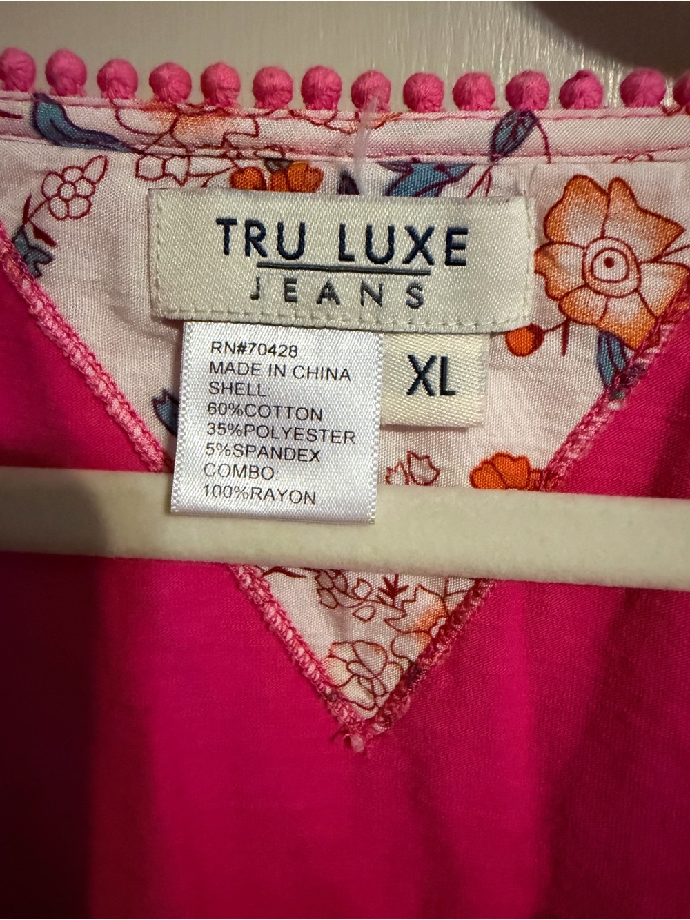 Tru Luxe Pink Boho Blouse XL Paisley Sleeve Resort Vacation Top - Picture 5 of 7